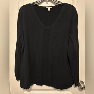 Talbots Classic Black Knit Sweater - Cable Knit - Size 1X